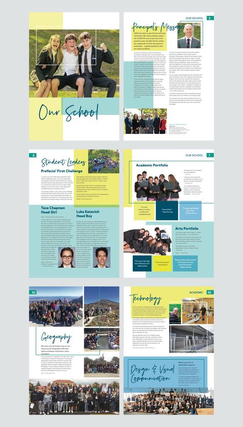 College Magazine Layout Design, School Magzine Idea, Yearbook Graphic Design Ideas, College Yearbook Design, College Newsletter Design, School Magazine Ideas Layout Design, Yearbook Page Design, College Magazine Ideas, College Magazine Cover Design