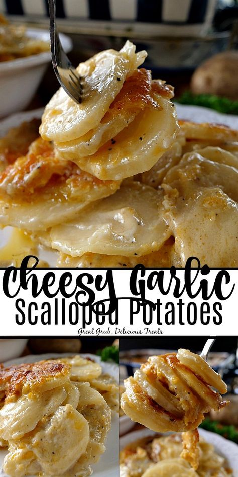 Garlic Scalloped Potatoes, Different Cheeses, Salad Pasta, Scallop Recipes, Potato Side Dishes, Scalloped Potatoes, Potato Dishes, Side Recipes, Cheese Sauce