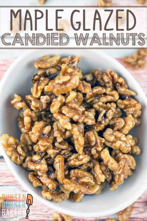 Glazed Nuts Recipe, Candied Walnut Recipe, Glazed Walnuts, 4 Ingredient Recipes, Walnut Recipes, Roasted Walnuts, Nut Recipes, Maple Glaze, Vegan Keto