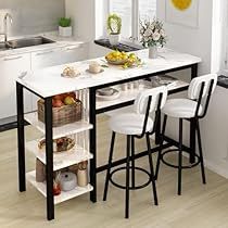 Kitchen Tables With Storage, Kitchen Table With Shelves, Bar Stool And Table, Dining Table For Studio Apartment, Small Table For Kitchen, Small Apartment Dining Area Ideas, Kitchen Table For Small Kitchen, College Studio Apartment, Small Eating Space