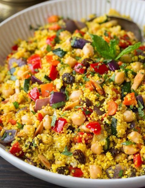 Chicken With Couscous, Making Couscous, Moroccan Vegetables, Moroccan Couscous, Moroccan Dishes, Moroccan Chicken, Couscous Recipes, Side Dish Recipes Easy, Couscous Salad