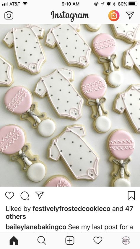 Rattle Decorated Cookies, Baby Girl Onesie Cookies, Baby Rattle Sugar Cookies, Baby Onesie Cookies Decorated, Baby Rattle Cookies Decorated, Rattle Cookies Decorated, Baby Shower Sugar Cookies Girl, Baby Rattle Cookies, Simple 1st Birthday