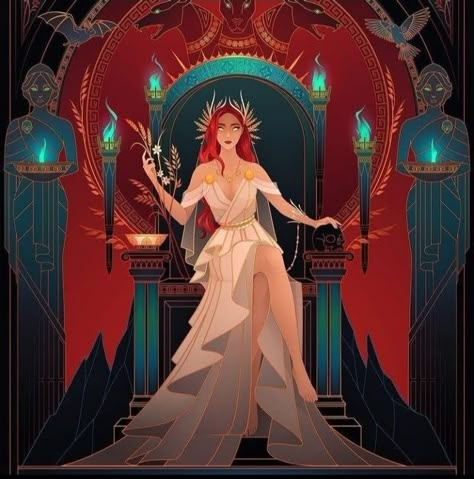 Persephone Fantasy Art, Persephone Character Art, Persephone Goddess Art, Pershepone Art, Persephone And Hades Art Lore Olympus, Daughter Of Hades And Persephone, Greek Goddess Illustration, Goddess Of Ghosts, Yliade Art