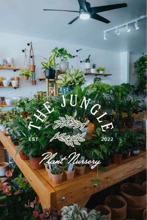 The Jungle Brand Identity Design- Brand Designer Plant Logos Design, Plant Nursery Signage, Plant Business Branding, Plants Shop Design, Plant Shop Branding Design, Garden Branding Design, Plant Nursery Branding, Flower Shop Branding Design, Plant Store Branding