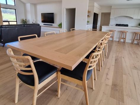 Exquisite Provincial Dining Table created in American white oak with breadboard ends. Absolutely incredible #diningtable #americanwhiteoak #highendfurniture #bigdiningtables Provincial Dining Table, Breadboard Ends, Intimate Dinner, Bread Board, Robust Design, Natural Wood Finish, Conference Table, Large Family, Beautiful Home