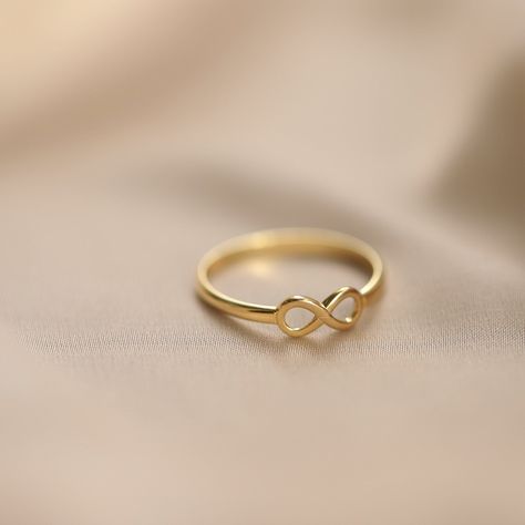 Infinity Love Ring - 6 US/CA |  love tattoos for couples chest Simple Infinity Ring Design, Ring Designs Infinity, Infinity Ring For Couple, Infinity Rings Gold, Infinity Gold Rings For Women, Minimal Ring Design, Infinity Gold Ring, Gold Minimalist Rings, Minimal Rings Gold