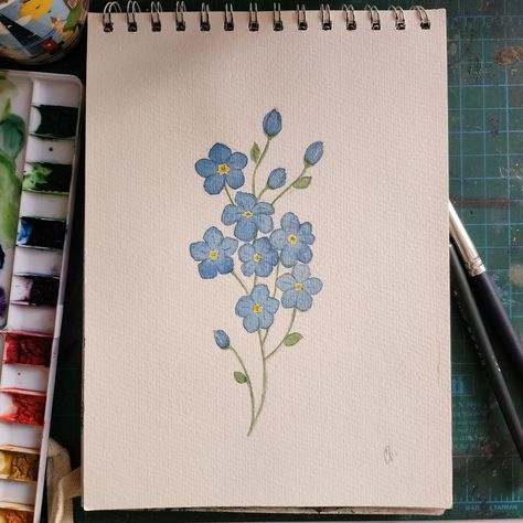 Forget-me-nots flower🌱 Painted with watercolor 🎨 #artbusiness #art #artist #artjourney #artistjop #artwork #arts #sellingart #fogetmenots #flower #flowerart #watercolor Forget Me Not Flowers Drawing Simple, Forget Me Not Sketch, Watercolor Forget Me Not, Blue Flower Painting Acrylic Easy, Forget Me Not Flowers Painting, Forget Me Not Flowers Drawing, Moose Mount, Forget Me Not Art, Forget Me Not Watercolor