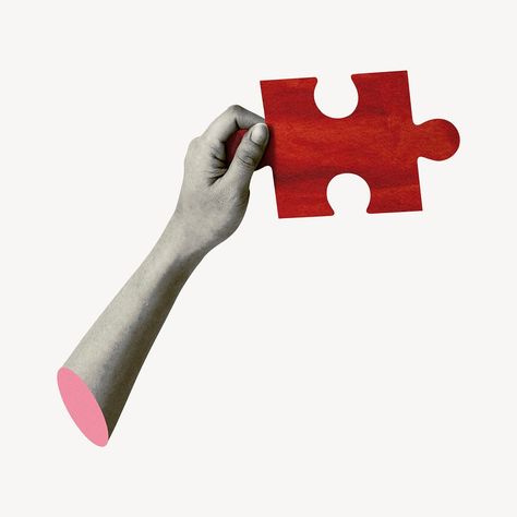 Hand holding puzzle collage element, red design psd | premium image by rawpixel.com / Adjima Puzzle Graphic, Sticker Collage, City Branding, Graphic Shapes Design, Hand Images, Graphic Design Elements, Motion Graphics Design, Puzzle Design, Graphic Design Fun