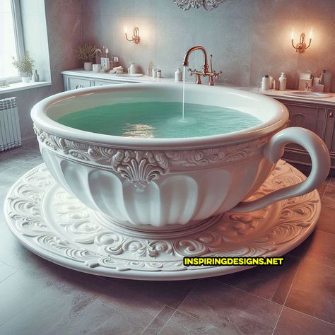 These Giant Teacup Shaped Bathtubs Will Steep Your Bath Time in Luxury – Inspiring Designs Garden Bathtub, Luxurious Bathtubs, Fantasy Furniture, Deep Soaking Tub, Bathtub Design, Dream Bathrooms, Bathtubs, Dream Rooms, Modern Bathroom Design