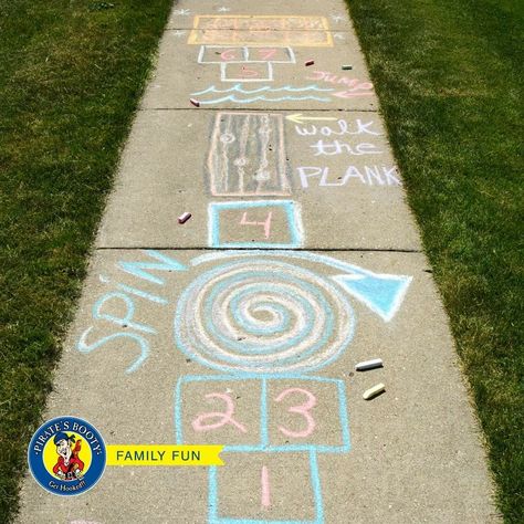 With a queen sidewalk and some chalk create your own pirate Hopscotch maze Sidewalk Chalk Town, Sidewalk Chalk Hopscotch, Sidewalk Hopscotch Ideas, Chalk Path Games, Fun Sidewalk Chalk Games, Cute Hopscotch Ideas, Chalk Sensory Path, Chalk Maze Ideas, Chalk Maze For Kids