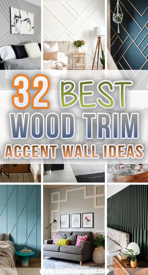 Best Wood Trim Accent Wall Ideas. Are you considering adding an accent wall to one of your rooms? Well, these wood trim accent wall ideas might be your best option as they are stylish and elegant. #decorhomeideas Trim Accent Wall Ideas, Wood Trim Accent Wall, Trim Accent Wall, Wood Wall Design, Accent Wall Ideas, Feature Wall Bedroom, Accent Wall Designs, Room Accent Wall, Diy Accent Wall