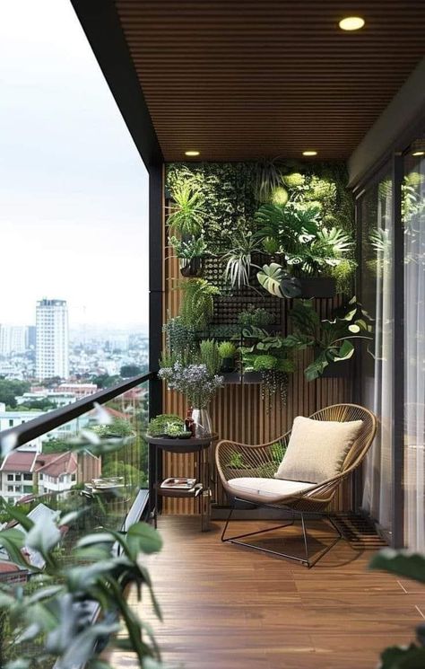 Balcony Luxury Design, L Shape Balcony Ideas, Balcony Design With Plants, Green Wall Balcony, Condo Balcony Garden, Balcony Ideas Apartment With Bbq, Grass Apartment Balcony, Small Apartment Balcony Ideas, Condo Balcony