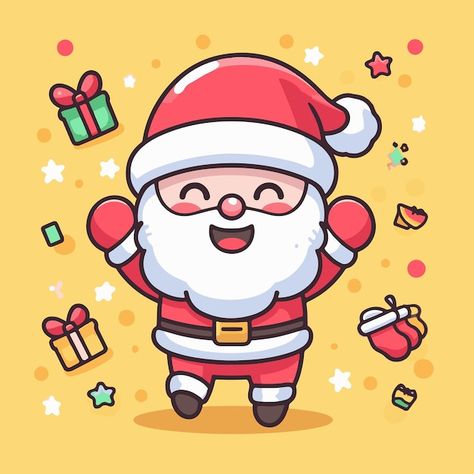 Cute santa claus vector illustration hap... | Premium Vector #Freepik #vector #illustration #santa-claus #happy-christmas #happy-holiday Santa Claus Drawing Illustration, Cute Santa Drawing, Santa Drawing, Santa Claus Illustration, Santa Claus Drawing, Chalkboard Drawing, Santa Cartoon, Santa Claus Vector, Cute Santa Claus