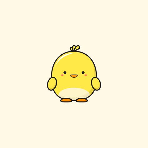 Cute round chick on yellow background. Flat design illustration by Ennbe #ennbedesigns#kawaiichick#kawaii#chick#happychick#yellowchick#shychick#babychick#babychicken#chic#roundchick#roundanimal#cutechick#cuteanimal#simpledrawing#simpledoodle#simpleillustration#yellow#cute Yellow Cute Icon, Chick Drawing Cute, Duck Illustration Cute, Yellow Drawing Ideas, Cute Yellow Icons, Baby Chick Drawing, Chick Wallpaper, Cute Outfit Ideas Drawing, Cute Chicken Cartoon