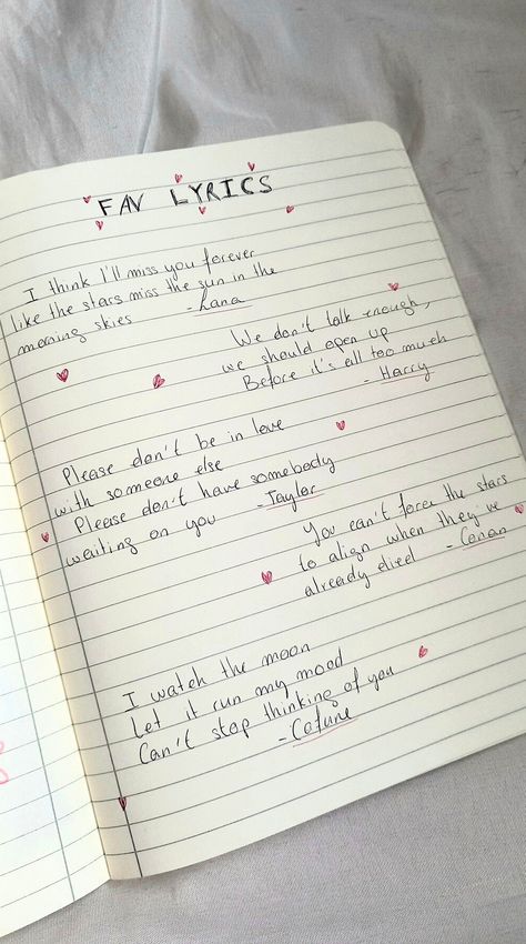 Lyrics To Write In Journal, Fav Journal Pages, Favorite Song Lyrics Journal, Things To Write In Diaries, My Favorite Lyrics Journal, Self Love Diary Writing, Songs To Write In Diary, Lyric Dump Journal, Lyric Writing Aesthetic