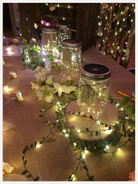 Trust Amazon for the best selection of amazing and affordable table decorations. Mason Jars With Lights, Enchanted Forest Quinceanera Theme, Green Quinceanera Theme, Enchanted Forest Prom, Enchanted Forest Decorations, Quince Decor, Enchanted Forest Birthday, Quince Themes, Enchanted Forest Party