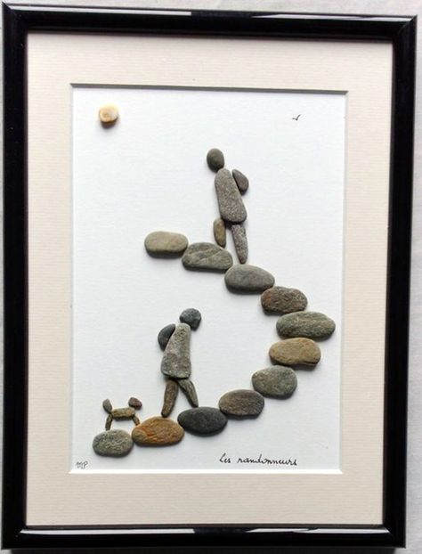 DIY Stone Craft Ideas (6) Tre Kunst, Hantverk Diy, Stone Pictures Pebble Art, Stone Wall Art, Art Pierre, Creation Art, Rock And Pebbles, Pebble Pictures, Stone Crafts