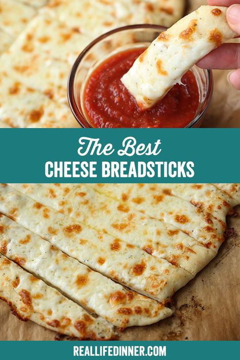 The Best Cheese Breadsticks ~ https://reallifedinner.com Pillsbury Pizza Crust Recipe Ideas, Easy Homemade Cheese Sticks, Easy Breadsticks, Homemade Cheese Sticks, Cheese Breadsticks, Cheese Sticks Recipe, Cheese Bread Sticks, Alfredo Sauce Recipe Homemade, Awesome Appetizers