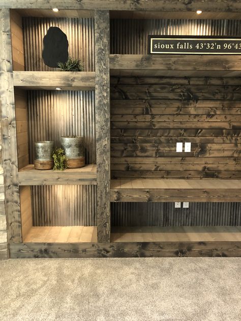 Barnwood Interior Walls, Rustic Wall Ideas Living Room, Using Barnwood On Walls, Pine Wood Projects Diy, Rustic Den Ideas, Rustic Walls Ideas, Barn Walls Ideas, Rustic Accent Walls In Living Room, Rustic Wall Ideas