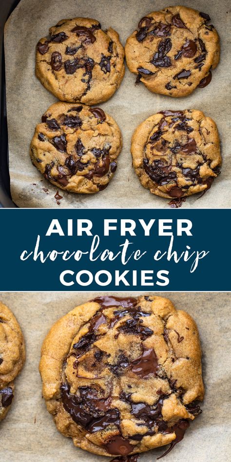 Air Fryer Chocolate Chip Cookies, Gimme Delicious, Air Fryer Recipes Dessert, Air Fryer Recipes Snacks, Air Fried Food, Air Fryer Oven Recipes, Air Fry Recipes, Delicious Cookies, Air Fryer Dinner Recipes