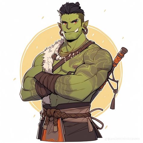 Half-orc Male, Half Orc Barbarian, Dnd Orc, Barbarian Dnd, Dungeons And Dragons Books, Fantasy Story Ideas, Half Orc, Orc Warrior, Pathfinder Character