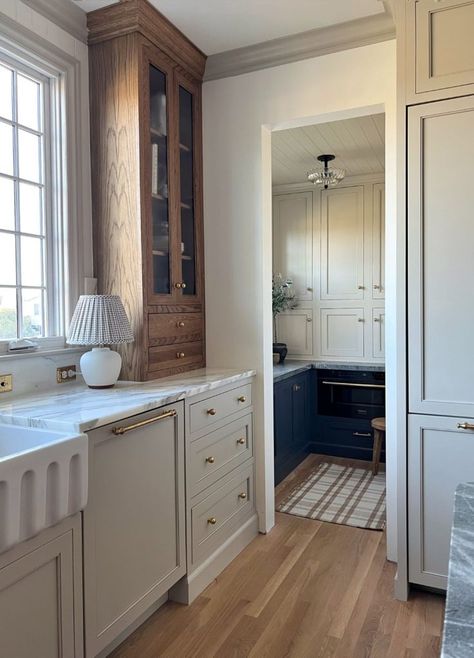 This 115-Year-Old Home Tour Mixes Modern and Traditional Mixed Cabinet, Kismet House, White Kitchen Cabinet, Historic Kitchen, Pantry Inspiration, Fixer Upper Home, Kitchen Cabinet Ideas, Cabinet Finishes, Cabinet Ideas