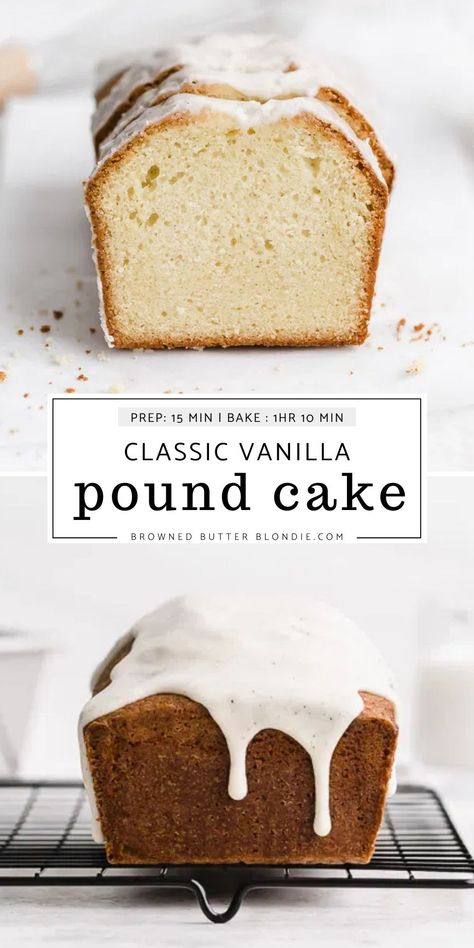 Glazed Loaf Cake, Vanilla Bean Loaf Cake, Vanilla Pound Cake Loaf, Basic Loaf Cake Recipe, Sheet Pan Pound Cake Recipes, Butter Loaf Pound Cake, Vanilla Bread Loaf, Pound Cake Loaf Pan, Simple Loaf Cake Recipe