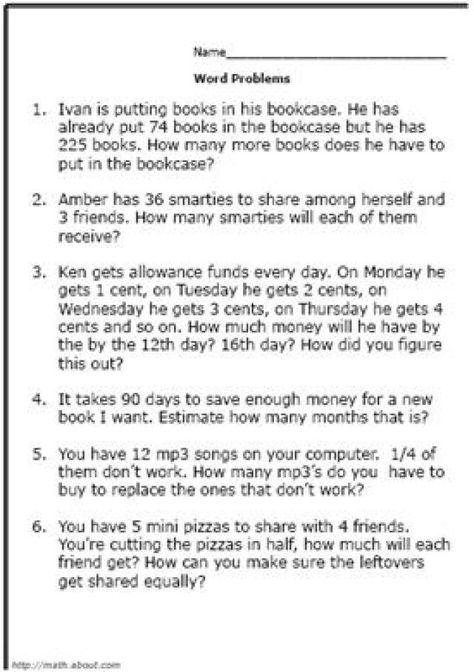 Boost Your 3rd Grader's Math Skills With These Printable Word Problems: Worksheet #1 Word Problems 3rd Grade, 3rd Grade Words, Math Story Problems, Problem Solving Worksheet, Addition Words, 3rd Grade Math Worksheets, Subtraction Word Problems, Math Problem Solving, Word Problem Worksheets