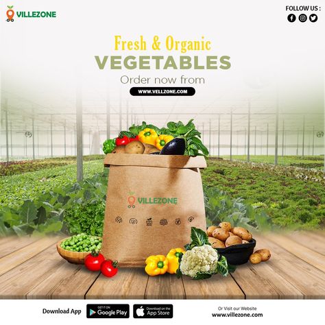 Fresh Produce Photography, Food Background Wallpapers, Fruit Delivery, Organic Food Products, Food Business Card, Vegetable Shop, Social Media Advertising Design, Green Veggies, Food Advertising