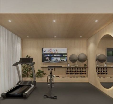 Bathroom Bedroom Ideas, Small Gym Room, Aesthetic Home Interior, Tiny Home Gym, Mini Home Gym, Small Home Gym Ideas, Small Dream Homes, Home Gym Basement, Aesthetic Bath