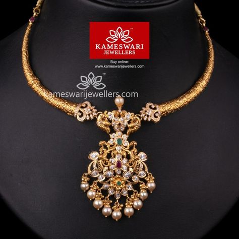 30 Beautiful Gold Kanti Necklace Designs! - Indian Jewellery Designs Kante Indian Jewellery, Kanti Necklace Designs, Kanti Necklace, Gold Jewels Design, Gold Necklace Indian, Gold Jewelry Simple Necklace, Beautiful Gold Necklaces, Gold Necklace Indian Bridal Jewelry, Antique Jewelry Indian