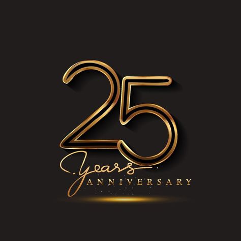 25 Years Anniversary Logo Golden Colored isolated on black background 25 Years Work Anniversary, 25 Years Anniversary Logo, 25th Anniversary Background, 25 Year Work Anniversary, 25 Years Logo, Logo Aniversario, 25th Anniversary Logo, 25 Years Anniversary, 25 Year Anniversary