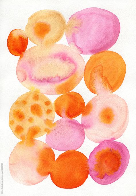 Watercolor Circles, Abstract Watercolor Art, Orange And Pink, Easy Watercolor, Watercolor Inspiration, Toothless, Water Painting, Pink Watercolor, Watercolor Pattern