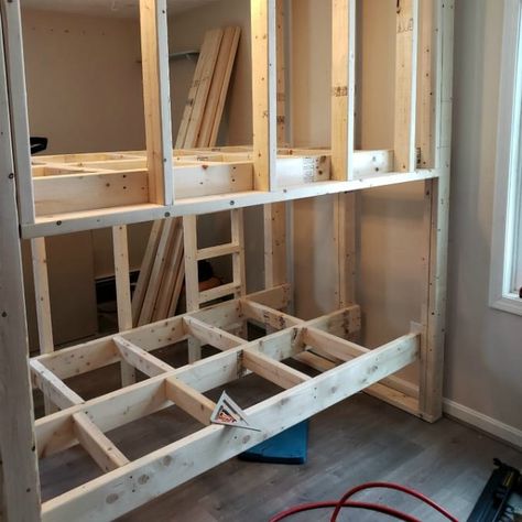 Bunk Bed To Separate Room, Bunk Bed Divided Room, Splitting A Bedroom In Two With Bunkbed, Split Bunk Beds, Room Dividing Bunk Beds, Split Bedroom Bunk Beds, Make 2 Bedrooms Out Of 1, Bunk Bed Bedroom Divider, Bunk Room Divider