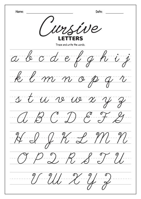 Teach Cursive Handwriting Kids, Pretty Cursive Handwriting Practice, Penmanship Practice Improve Handwriting, Improve Penmanship, English Handwriting Practice, Cursive Writing Fonts, Improve Handwriting Worksheets, Handwriting Abc, How To Write Cursive