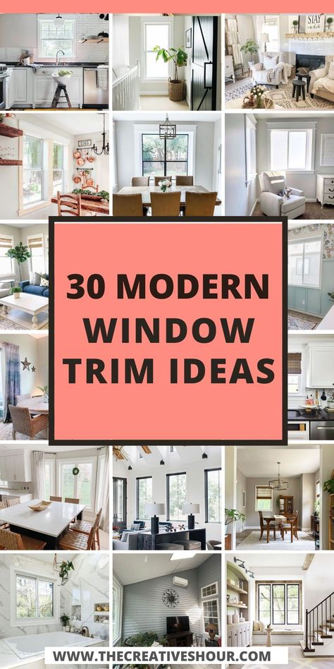 Dive into the world of modern window trim with our ultimate guide. From minimalist chic to bold statements, discover diverse styles that redefine your home aesthetic. Elevate your space effortlessly. #ModernWindowTrim #InteriorDesignTips Trim Ideas Windows, Wood Window Casing With White Trim, Window Casing Before And After, Modern Farmhouse Window Trim Interior, Indoor Window Frame Ideas, Frame Window Interior, Moldings And Trim Ideas, Painting Trim Around Windows, Fancy Window Trim