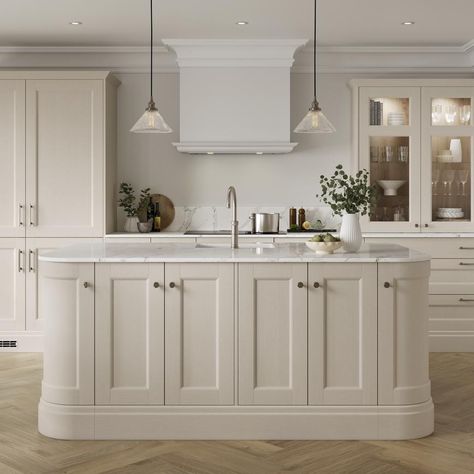 Shop Bridgemere linen kitchens from Howdens. Versatile neutral cream shade. Classic beaded shaker design. Grain effect. Trusted by the trade since 1995. Kitchen Ideas Beige, Beige Kitchen Ideas, Neutral Kitchen Ideas, Modern Shaker Kitchen, Cream Kitchen Cabinets, Kitchen Beige, Howdens Kitchens, Taupe Kitchen, Kitchen Colours