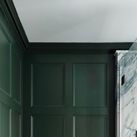 Rosanna Bossom Limited on Instagram: "We love to work with bold colour schemes… in this bathroom we decided to paint the panelled walls in a moody green to contrast the Arabescato marble giving a masculine feel! #rosannabossom #interiordesign #interiors #bathroom #boldcolours #colourschemes" Emerald Green Panelling, Green Panelled Wall, Good Morning Happy Tuesday, Panelled Walls, Moody Green, Property Renovation, Arabescato Marble, Bold Color Schemes, Fingers Crossed