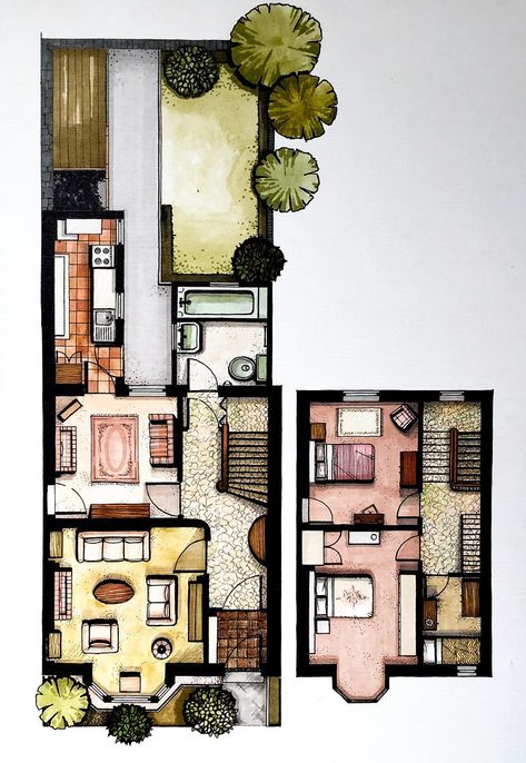 Designsixtynine Rendered Original Floor Plan Rendered Floor Plan, Interior Design Renderings, Interior Architecture Drawing, Drawing Interior, Architecture Panel, Interior Design Drawings, Floor Plan Drawing, Interior Design Sketches, Architectural Floor Plans