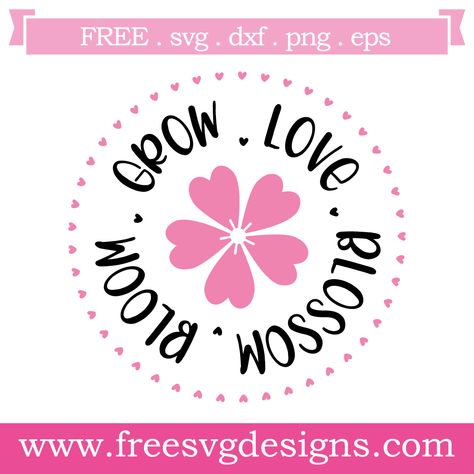 Free SVG files Blossom Bloom Grow Love at www.freesvgdesigns.com. FREE SVG files for Cricut Design Space / Silhouette Cameo for all your DIY, scrapbooking and crafting projects. #svgfilesvg #freesvg #freesvgfiles #freeimages #cricutdesignspace #cricut #silhouettecameo #clipart #freeclipart #scrapbooking #quote #seasons #spring #blossombloomgrow #love Cricut Projects Easy, Text Typography, Free Svg Files For Cricut, Dope Quotes, Brand Stickers, Cricut Fonts, Mini Frames, Free Svg Files, Space Silhouette