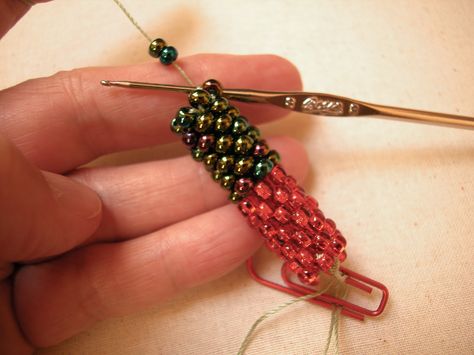 Crochet bead tube instructions Crochet Beaded Bracelets Patterns, Bead Rope Crochet, Beaded Bracelets Patterns, Rope Crochet, Bead Rope, Crochet Beaded Bracelets, Bead Crochet Patterns, Bracelets Patterns, Bead Crochet Rope