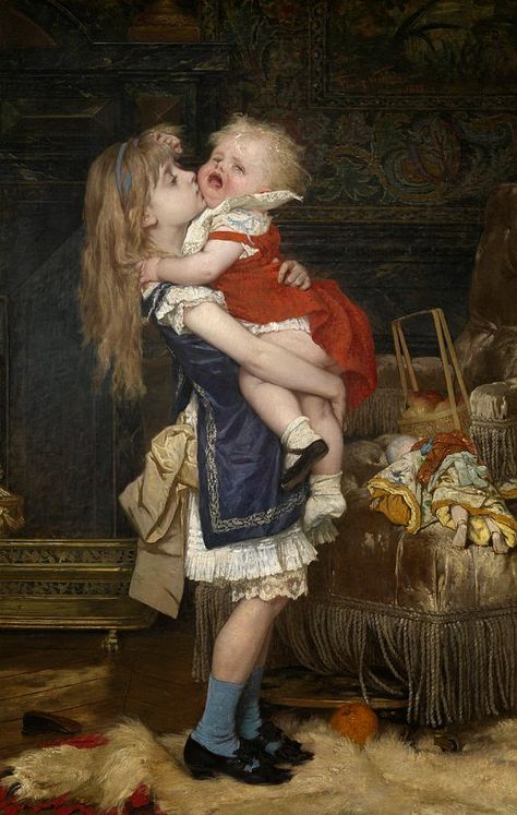 Jan Verhas (1834-1896) — Inconsolable (571x900) Era Victoria, Victorian Paintings, Rennaissance Art, 캐릭터 드로잉, Classic Paintings, Arte Inspo, Victorian Art, Historical Art, Old Paintings