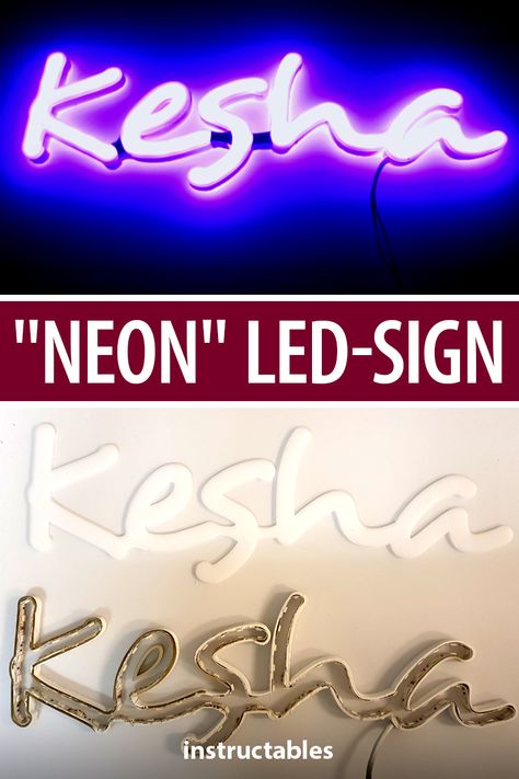 Diy Acrylic Light Sign, Diy Faux Neon Sign, Homemade Neon Sign, How To Make Led Neon Sign, Diy Led Sign How To Make, Diy Led Name Sign, Diy Led Light Sign, Diy Neon Name Sign, Acrylic Neon Sign