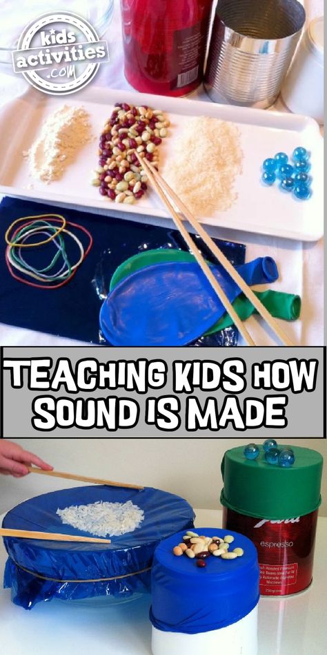 Teaching Kids How Sound is Made | Kids Activities Blog Sound Stem Activities, Teaching Sound, Sound Experiments, Science For Toddlers, Sound Science, Preschool Play, Homeschool Projects, Science Activities For Kids, Easy Science