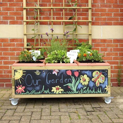 Wooden Planters With Trellis, Mums Garden, Preschool Garden, Vegetable Planters, Safe House, Outdoor Garden Planters, Sensory Garden, Green Nursery, Children's Garden