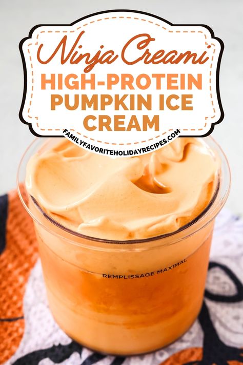 If you're looking for an easy high protein pumpkin ice cream you can make in the Ninja Creami, this recipe is for you! It allows you to enjoy the flavors of fall, while staying on track to your goals. It makes a delicious Thanksgiving dessert, too! Pumpkin Creami Ice Cream, Ninja Pumpkin Ice Cream, Pumpkin Protein Ninja Creami, Ninja Creami Pumpkin Recipes, Ninja Creami Pumpkin Protein Ice Cream, Pumpkin Protein Ice Cream, Pumpkin Ice Cream Ninja Creami, Pumpkin Ninja Creami Recipe, Healthy Ninja Cremini Recipes