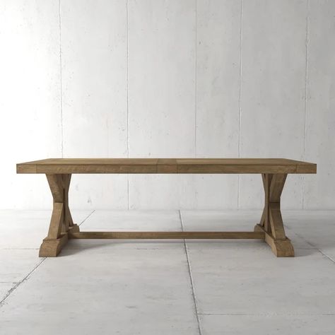 Solid Wood Dining Table Farmhouse Table Base, Natural Dining Table, Sprawling Ranch, Craftsman Style Furniture, Modern Condo, Wood Dining Room, Trestle Dining Tables, Living Room Trends, Trestle Table