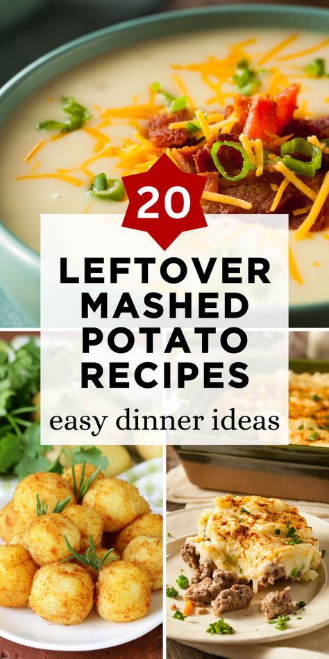 Revamp Your Leftover Mashed Potatoes with 20 Easy Dinner Recipes! Turn them into delightful dishes like potato pancakes, shepherd's pies, or cheesy casseroles. Quick and delicious, these ideas give your leftovers a tasty makeover. Click for inventive mashed potato meals! Thanksgiving Leftovers Recipes Leftover Mashed Potatoes, Leftover Cheesy Potato Recipes, Mashed Potatoes Recipe Casserole, Leftover Mashed Potato Breakfast, Mashed Potato Meal Ideas, Recipes Made With Leftover Mashed Potatoes, Meals Using Mashed Potatoes, Casseroles Using Mashed Potatoes, Recipes For Leftover Mashed Potatoes Ideas