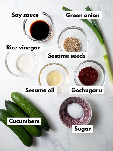 Oi Muchim, Korean Food Side Dishes, Korean Cucumber Salad, Cucumber Snacks, Korean Cucumber, Spicy Cucumber Salad, Cucumber Kimchi, Asian Dinner Recipes, Meal Prep Snacks