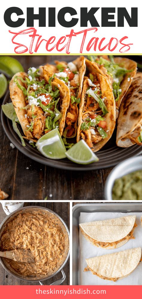 Street Tacos Recipe Chicken, Shredded Chicken Casserole, Chicken Street Tacos, Street Taco Recipe, Easy Shredded Chicken, Crispy Corn, Shredded Chicken Tacos, Taco Dinner, Chicken Taco Recipes